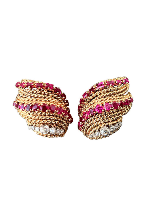 DAVID WEBB 1960s Ruby & Diamond Earrings