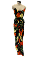 Superb 1957 James Galanos Oversized Floral Print Silk Dress w Matching Jacket