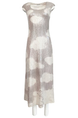 Iconic 1973 Halston Cloud Dress in Silver Grey & Ivory Covered with Iridescent Sequins