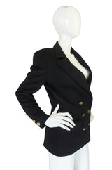 1980s Chanel Cashmere w 14 Chanel Gold Buttons Jacket