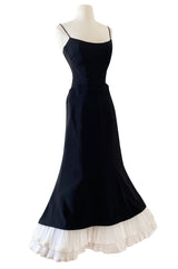 Highly Documented Spring 1996 Christian Dior by Gianfranco Ferre Black Ruffled Flounce Hem Dress