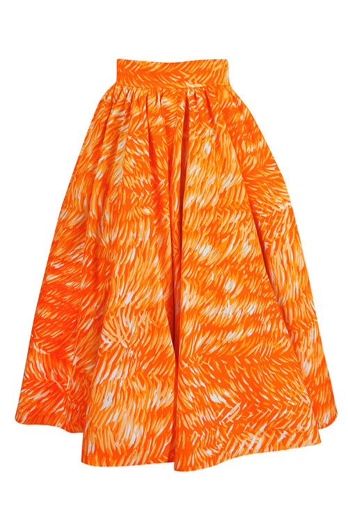 1970s Yves Saint Laurent Printed Cotton Fulll Circle Skirt