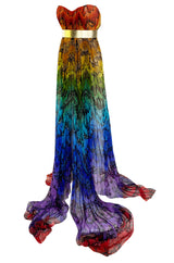 Spring 2008 Alexander McQueen Iconic Strapless Silk Chiffon Butterfly Rainbow Dress w Belt