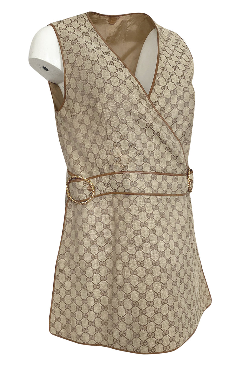 Gucci, Accessories, Gucci Gg All Over Logo Print Cotton Leather Baby  Carrier