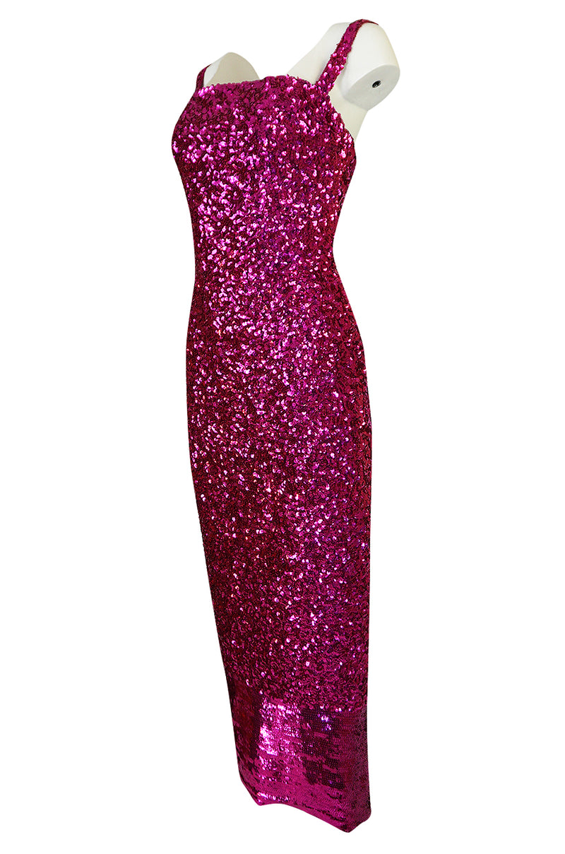 1950s Mr. Blackwell Demi-Couture Densely Covered Pink Sequin Dress ...