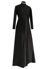 Iconic Fall 2013 Valentino Black Sculpted Runway Finale Dress w Long Sleeves