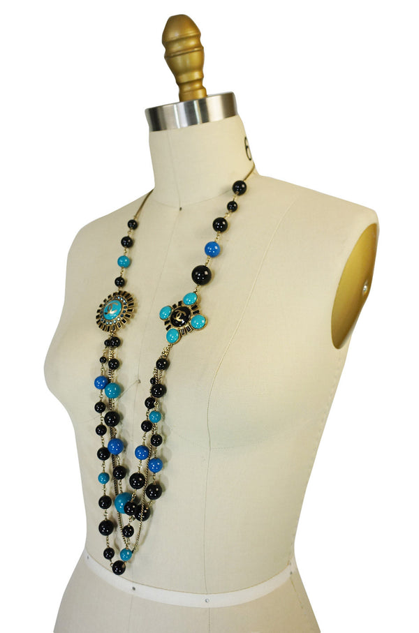 Chanel 07A Black & Blue Pearl Necklace