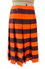 Fantastic Spring 2005 Prada Runway Look 26 Pleated Bright Coral Stripe Skirt