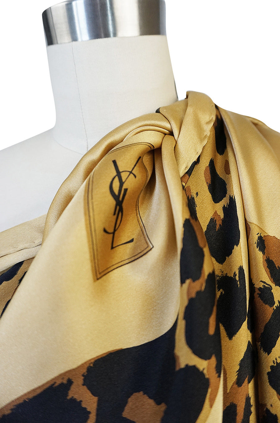 Hot YSL rare animal print silk scarf