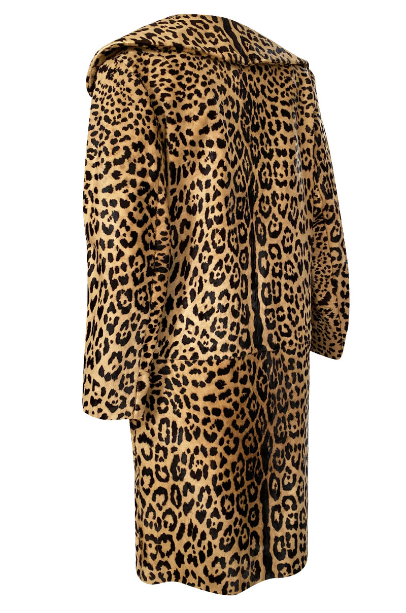 1960s Mexican Leopard Print Pony Coat w Piped Leather Detailing ...