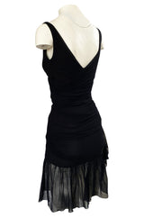 c. 1990 Giorgio Di Sant Angelo Black Silk Stretch Net Fitted Mini Dress