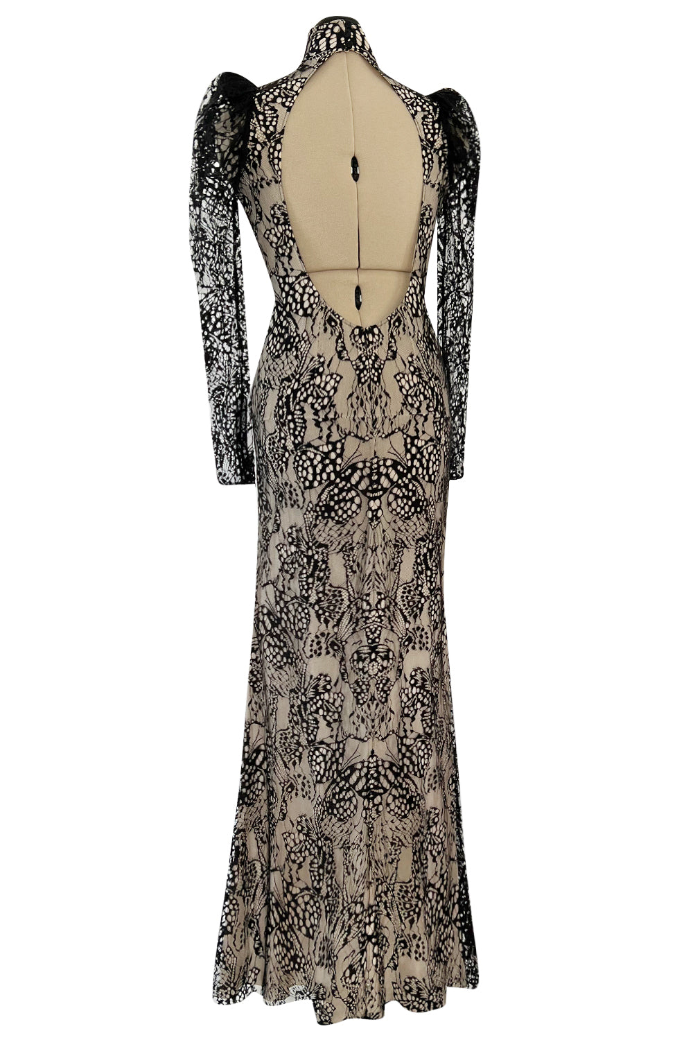 Spectacular Pre Fall 2016 Alexander McQueen by Sarah Burton Black Nude Lace Dress