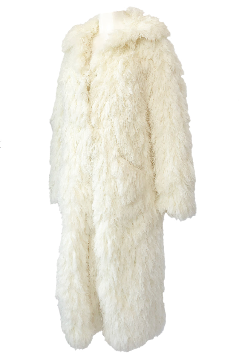 Incredible 1970s Arissa of France Ivory String 'Faux Fur' Alternative Coat