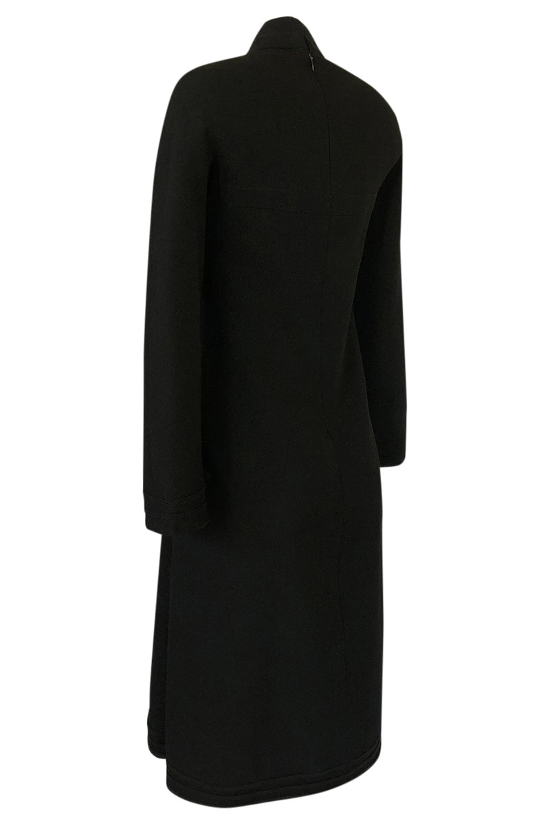 1960s Pierre Cardin Chic Sculpted Black Wool Button Detail Dress ...
