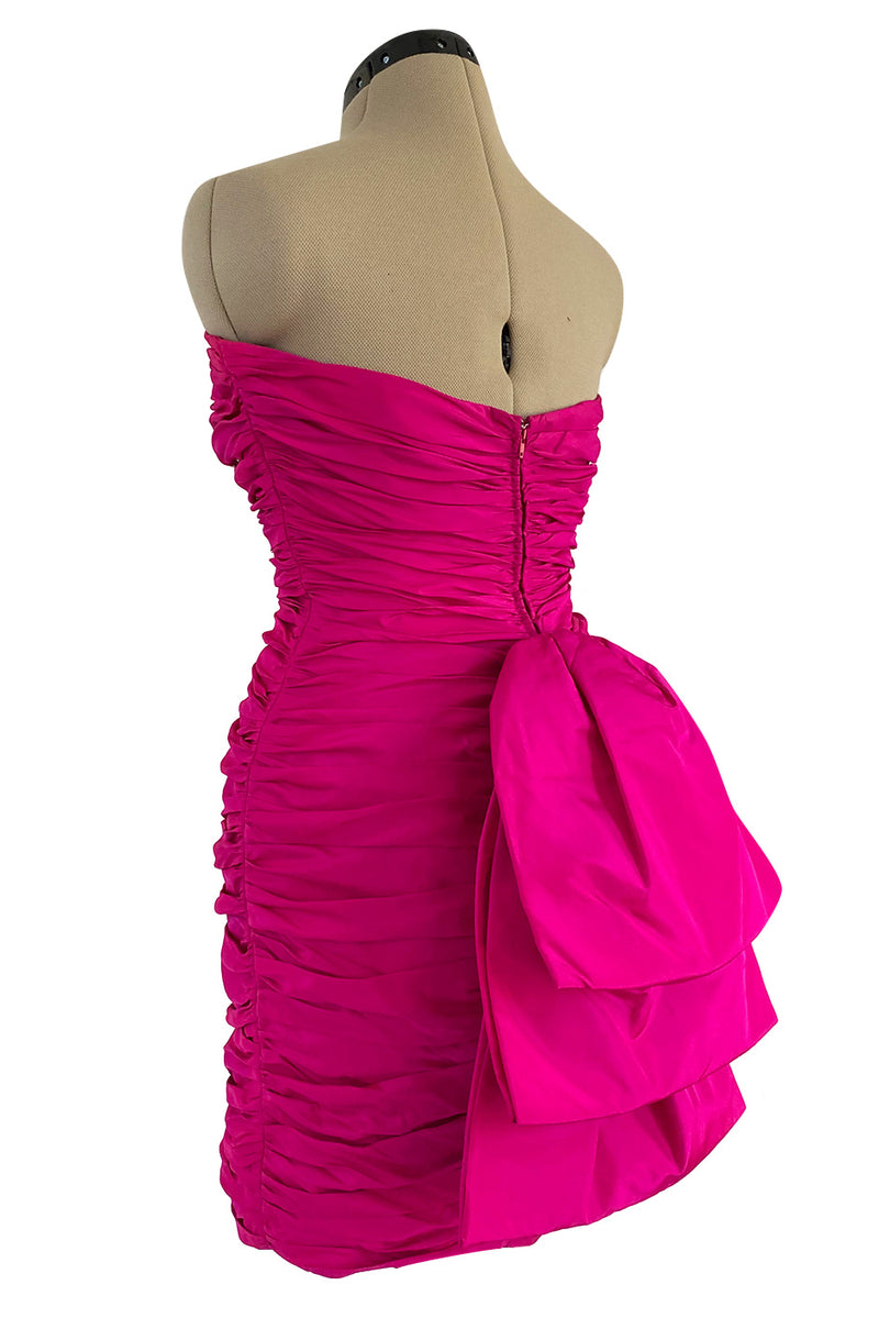 1980s Loris Azzaro Strapless Pink Silk Taffeta Mini Dress w Bustled Th –  Shrimpton Couture