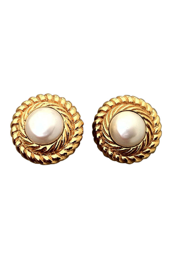 Faux Pearl Center CHANEL Earrings 1980s