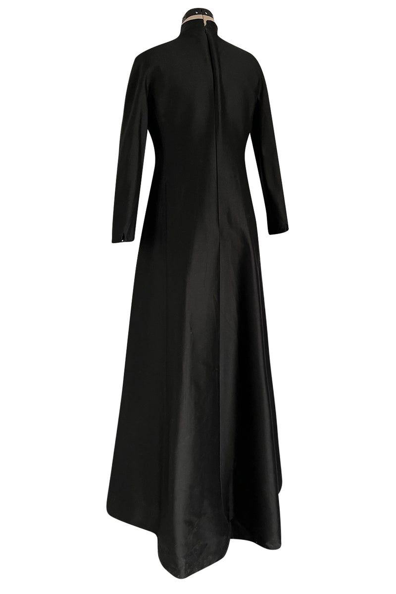 Iconic Fall 2013 Valentino Black Sculpted Runway Finale Dress w Long Sleeves