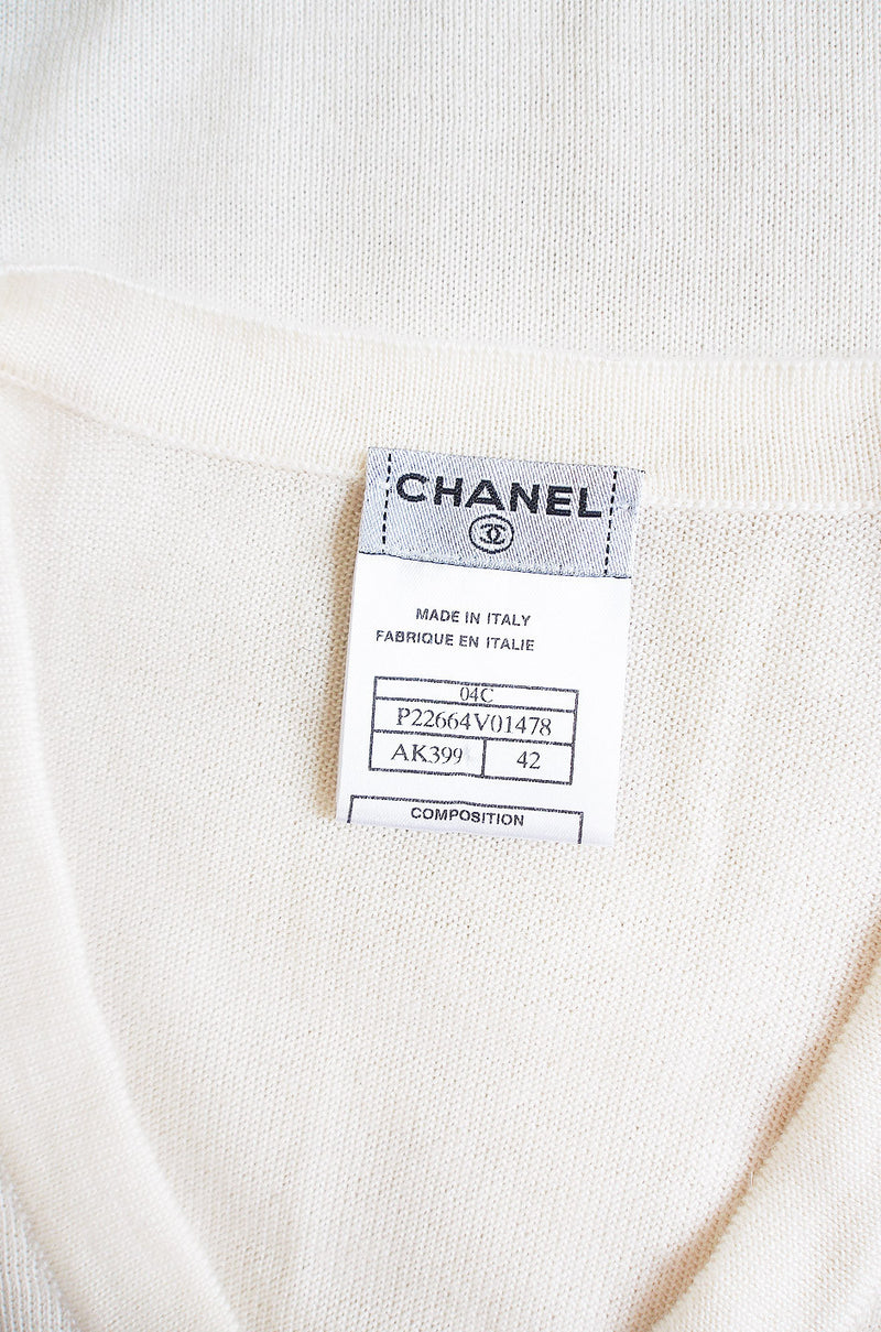 1980s White Cashmere Chanel Logo Sweater – Shrimpton Couture
