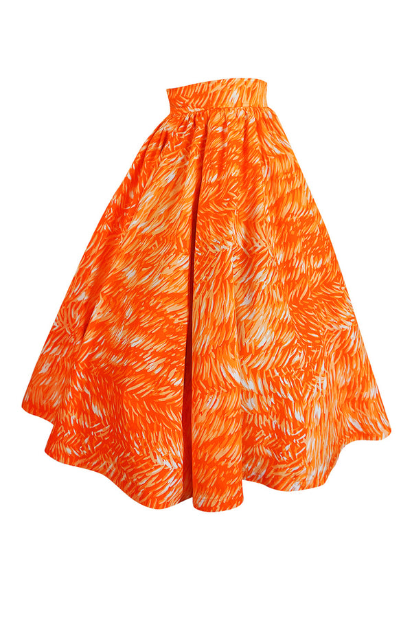 1970s Yves Saint Laurent Printed Cotton Fulll Circle Skirt