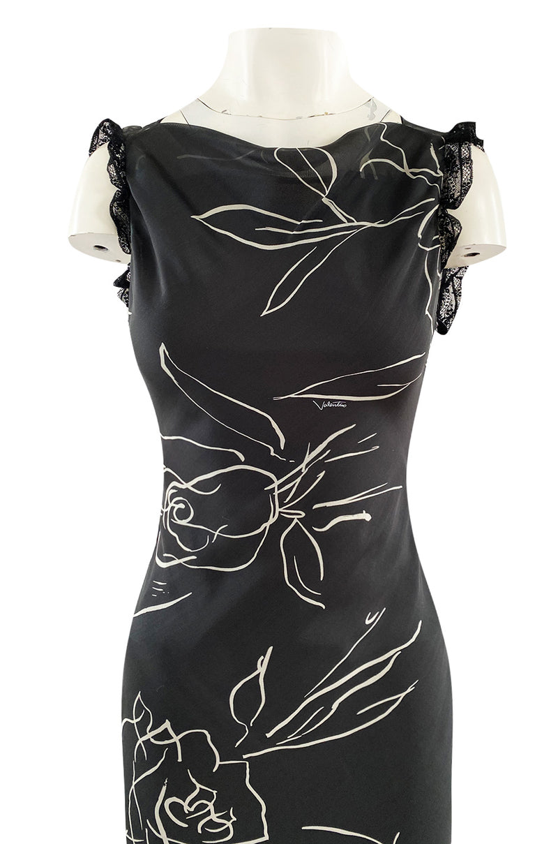 Early 2000s Valentino Roma Bias Cut Tied & Backless Graphic Floral Pri –  Shrimpton Couture