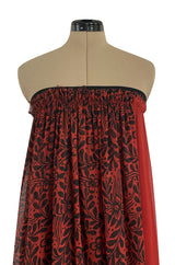 Spring 2003 Lanvin by Alber Elbaz Strapless Printed Silk Dress w Feather Trim Runway Sample Dress