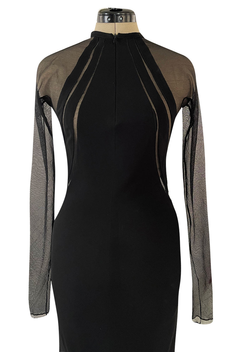 Spectacular 2005 John Anthony Couture Black Stretch Jersey Dress w Cur ...