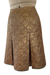 Gorgeous Spring 2002 Prada Runway Skirt Look 47 Gold Silk Metallic Lame Skirt