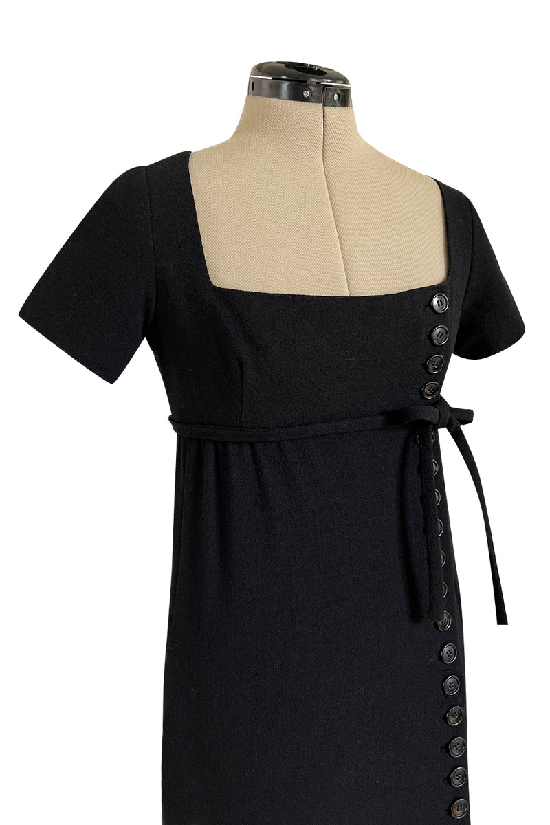 Incredible 1963 Norman Norell Black Crepe Button Dress Twin Worn by Judy Garland