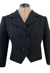 Fall 1959 Cristobal Balenciaga Haute Couture Black Jacket w Incredible Beaded Buttons