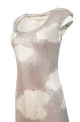 Iconic 1973 Halston Cloud Dress in Silver Grey & Ivory Covered with Iridescent Sequins