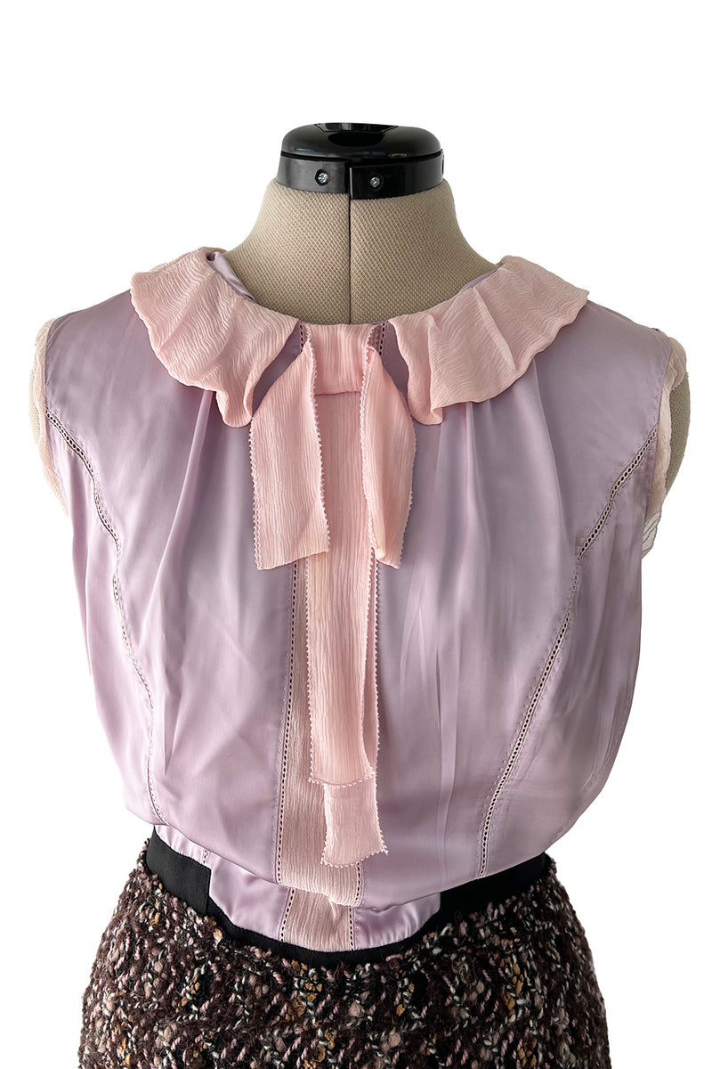 Louis Vuitton Pleated Front Sheer Silk Blouse