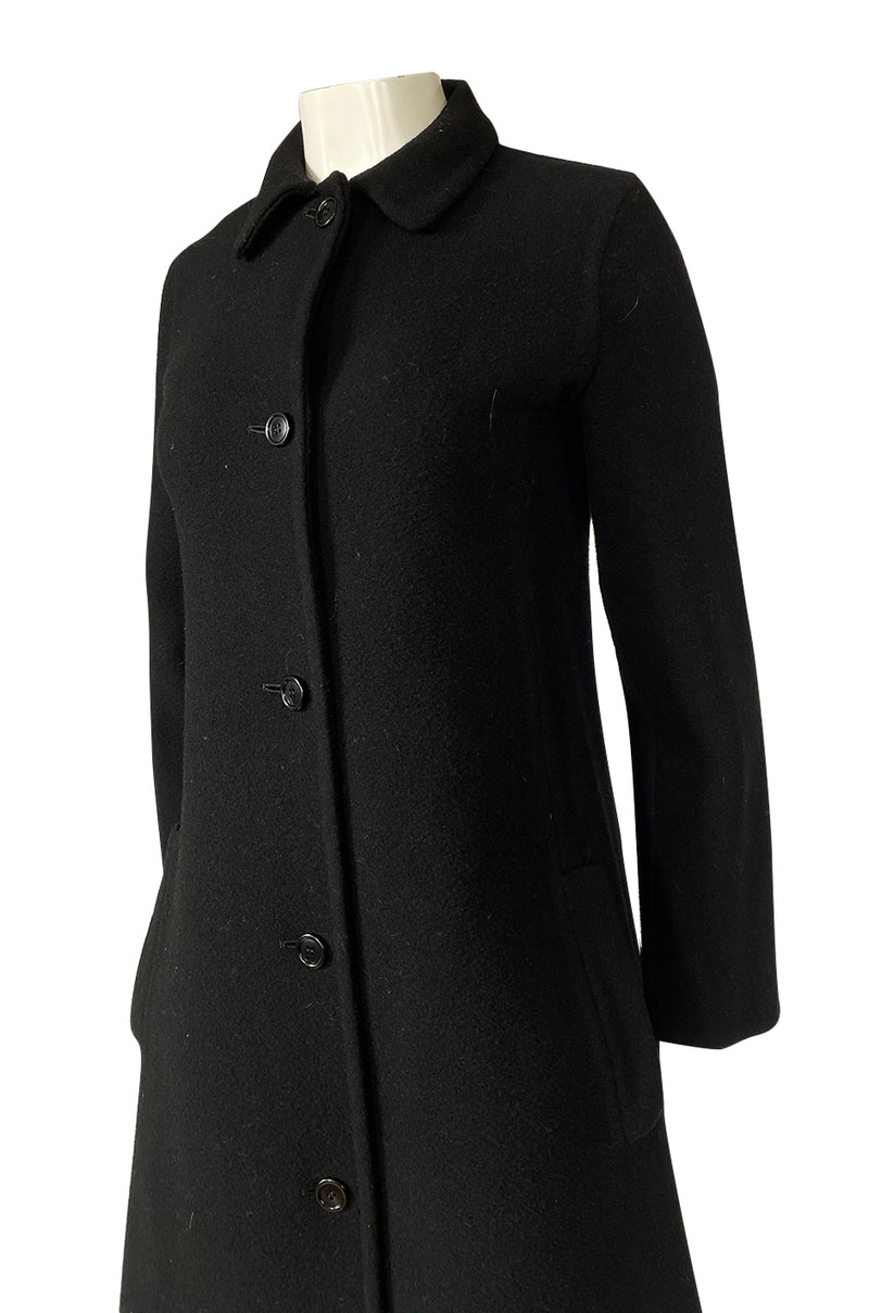 Early 1980s Halston Chic and Simple Black Wool & Cashmere Coat ...