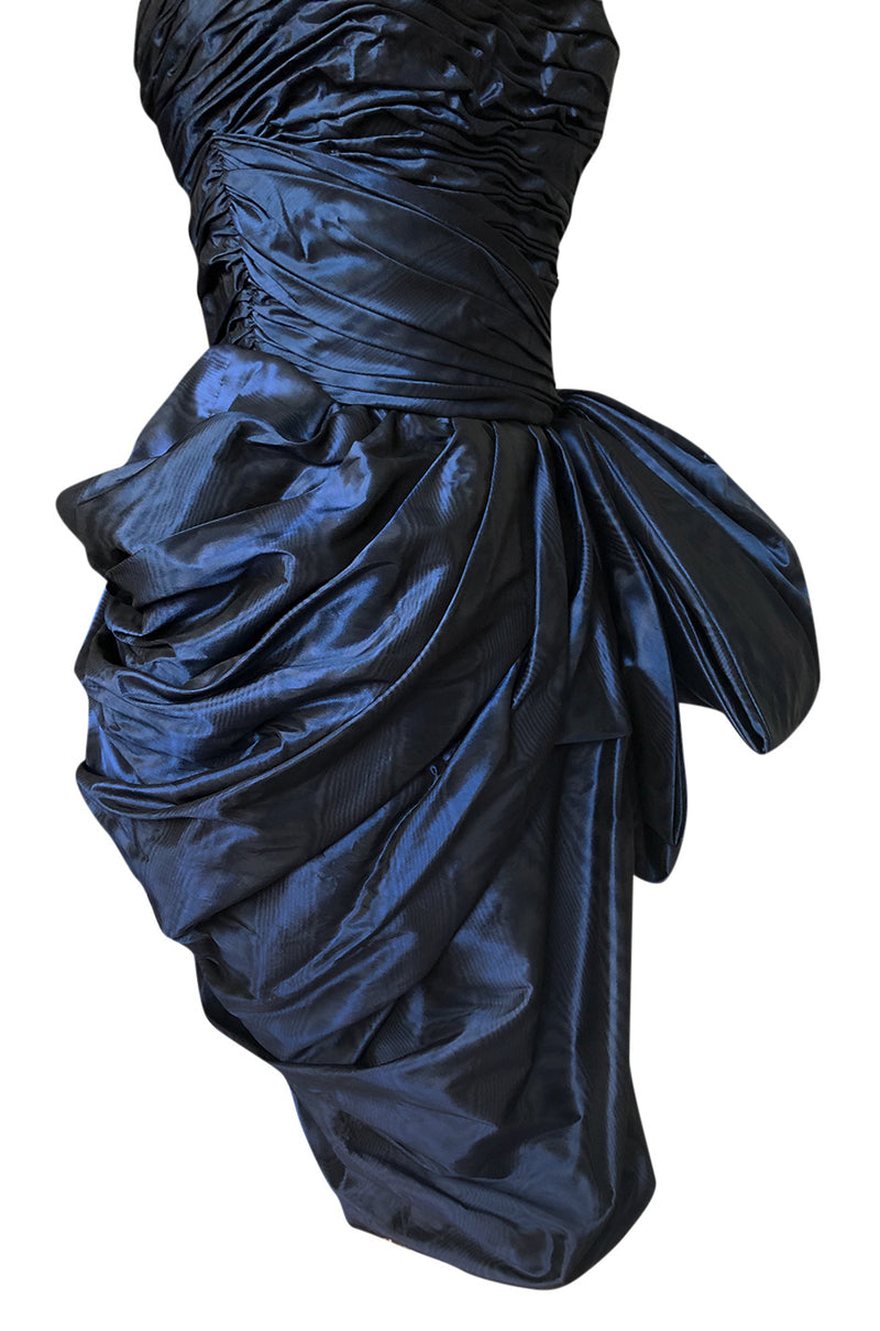 1980s Emanuel Ungaro Extravagant Blue Strapless Pouf Silk Taffeta Dres ...