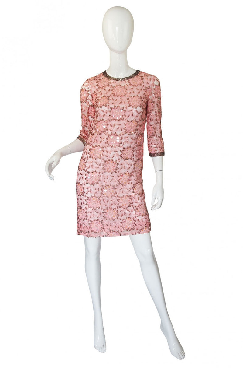 1960s Beaded Pink Shift Dress – Shrimpton Couture