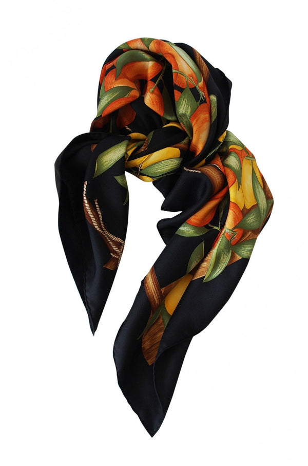 Citrus Hermes Silk Twill Scarf and Box