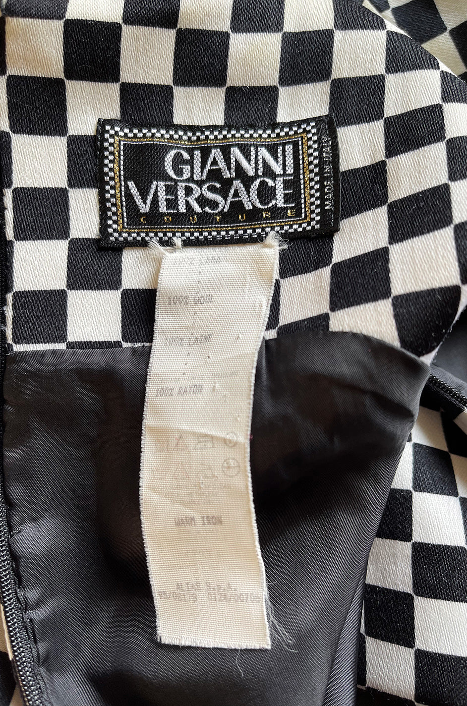 Rare Fall 1995 Gianni Versace Runway & Ad Campaign Black & White Check ...