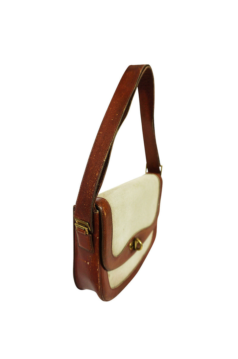1990's Hermes Vintage Natural Leather Shoulder Bag