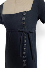 Incredible 1963 Norman Norell Black Crepe Button Dress Twin Worn by Judy Garland