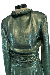 Amazing 1979 John Anthony Couture Sea Green Jumpsuit Completely Covered in Sequins