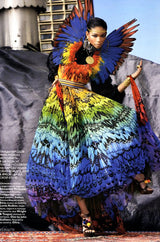 Spring 2008 Alexander McQueen Iconic Strapless Silk Chiffon Butterfly Rainbow Dress w Belt