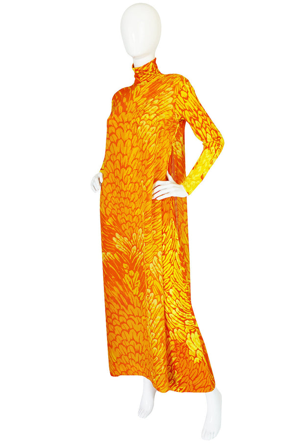 1970s La Mendola Silk Jersey Jumpsuit & Silk Chiffon Overlay