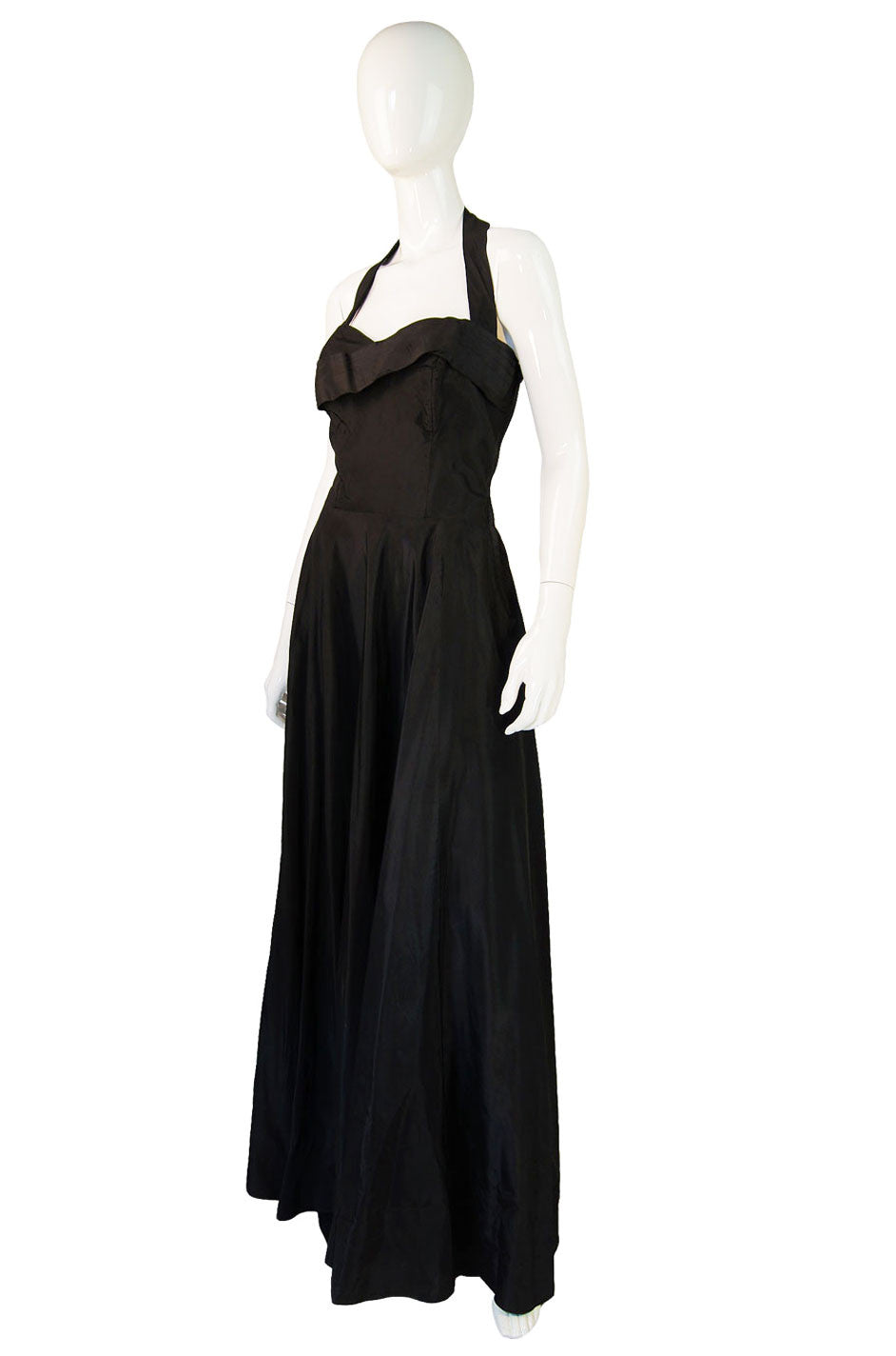 1940s Black Silk Taffeta Halter Gown – Shrimpton Couture