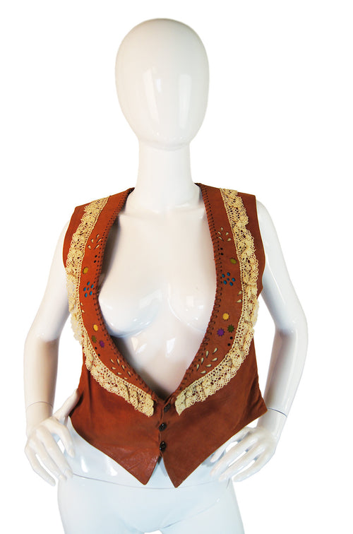 1970s Lace Trimmed Char Vest