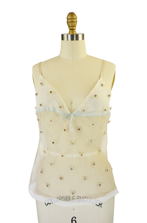 Recent Prada Rhinestone Silk Organza Camisole Top