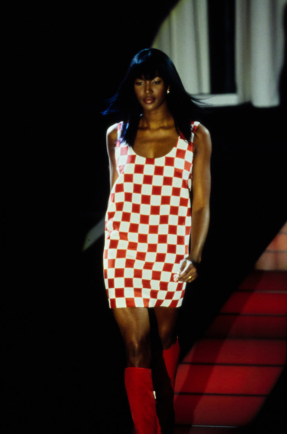 Rare Fall 1995 Gianni Versace Runway & Ad Campaign Black & White Check ...